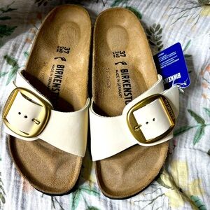 Birkenstock Madrid Big Buckle Ecru Sandals